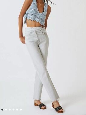Agolde White Criss Style Straight Leg Jeans